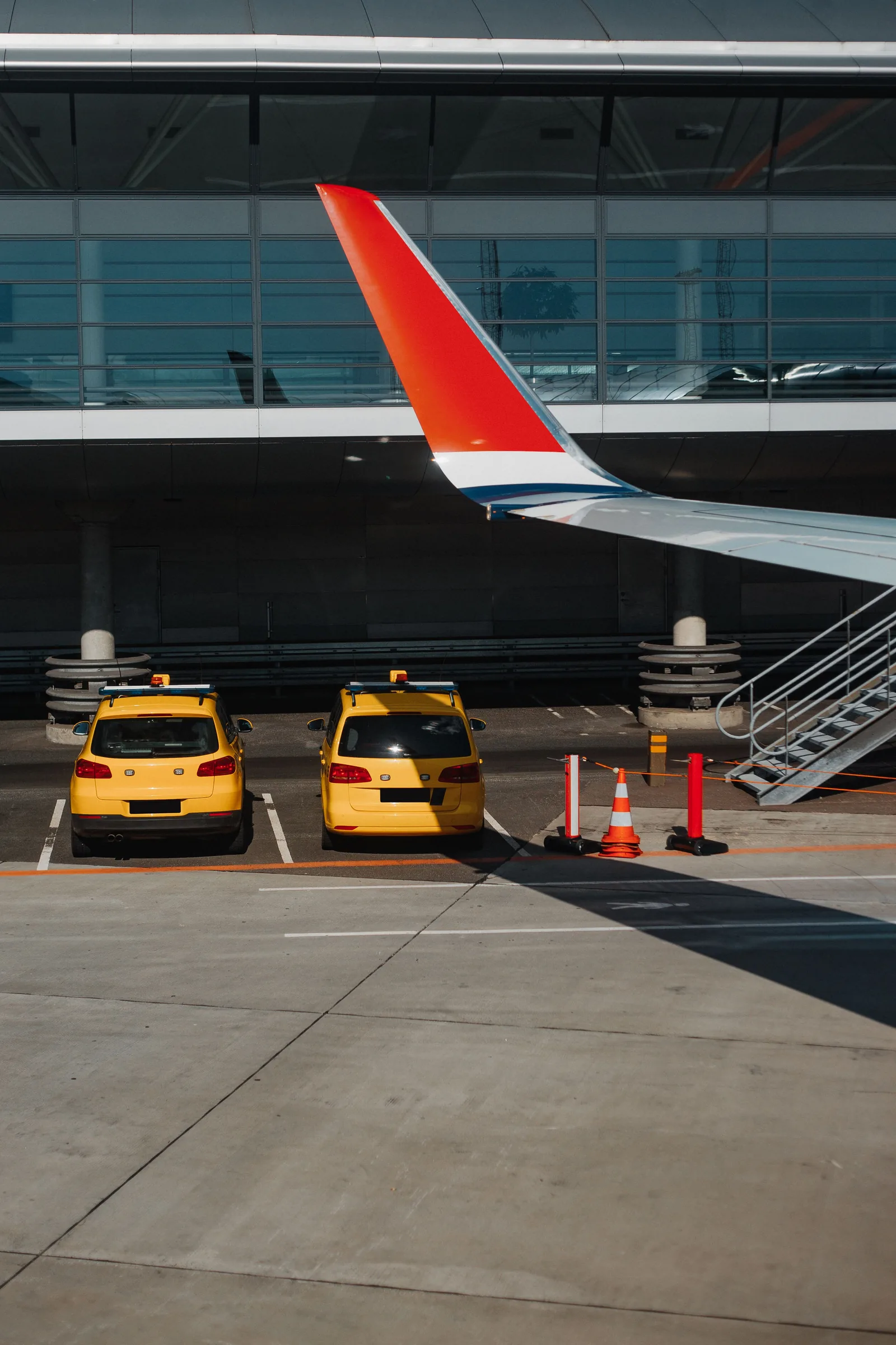 Taxis parked at an airport