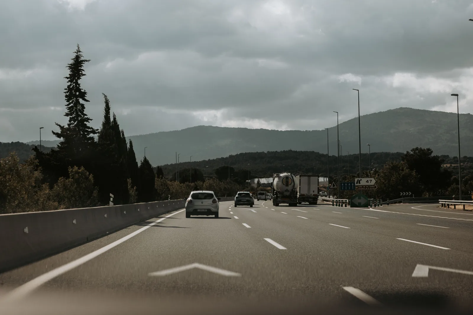 Cars on a scenic highway